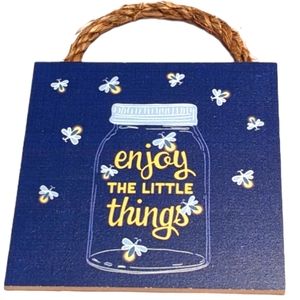 Wincraft Enjoy The Little Things Small Wooden Sign Decor with Jute Rope …